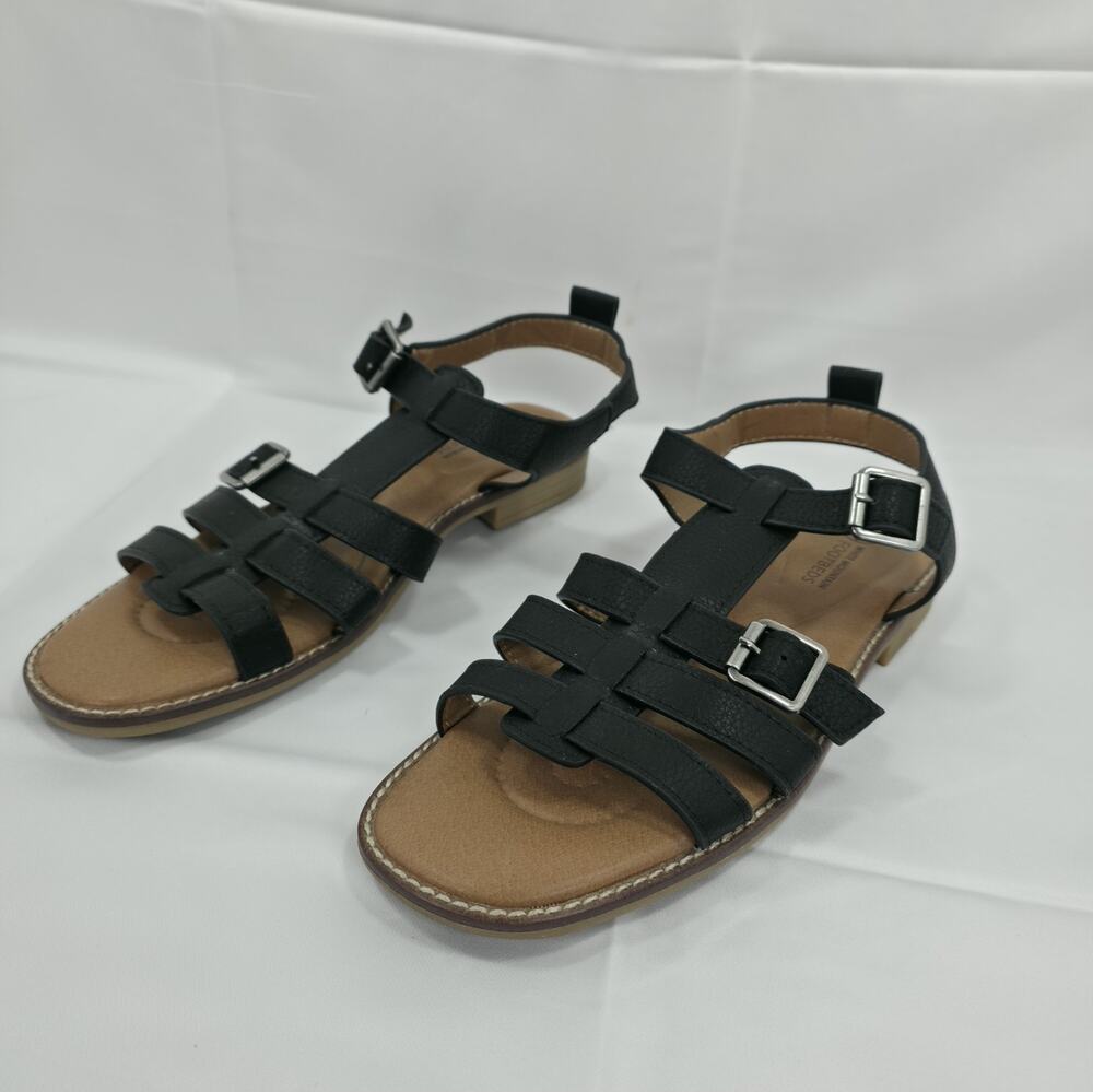 White Mountain Womens 10 Black Gladiator Sandals Footbed Strappy Buckle Comfort